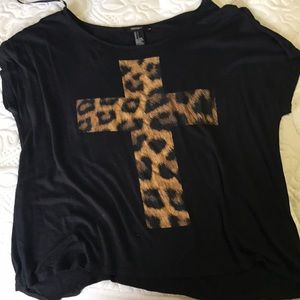 Forever 21 leopard cross top